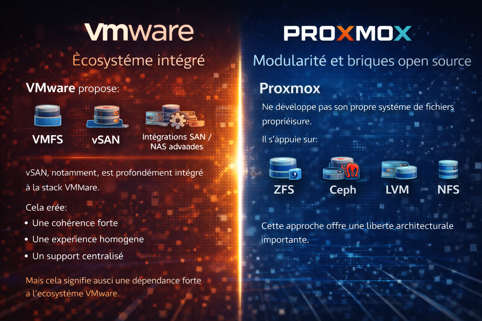 Stockage VMware et Proxmox